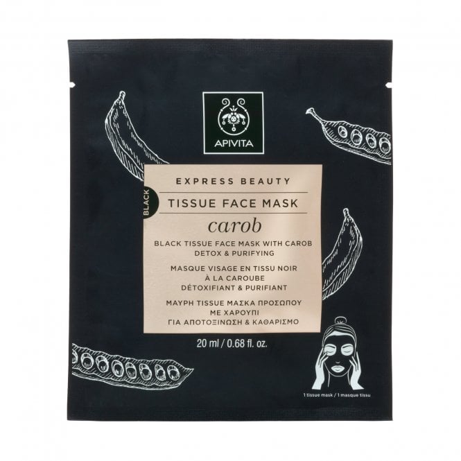 APIVITA Express Beauty Black Tissue Face Mask With Carob Detox & Purifying 15ml