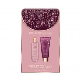 Baylis & Harding Wild Cherry & Vanilla Luxury Body Pamper Duo Gift Set150ml Bottle Shower Gel, 130ml Tube Body Lotion