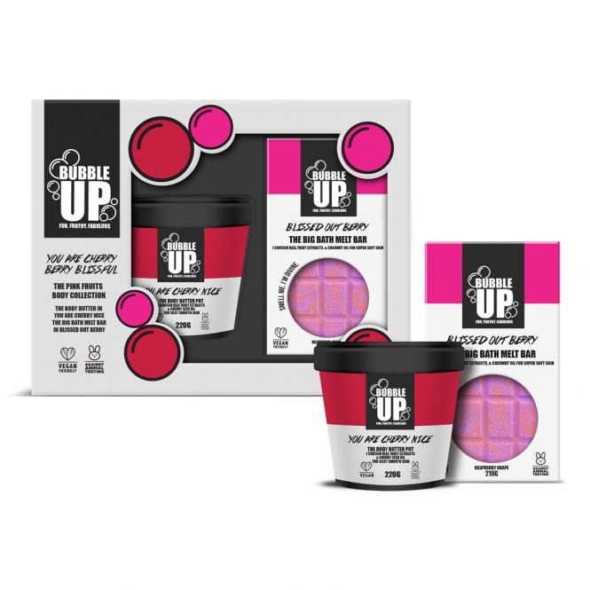 Bubble Up You Are Cherry Berry Blissful Gift Set220g You Are Cherry Nice Body Butter, 210g Blissed Out Big Bath Melt Bar