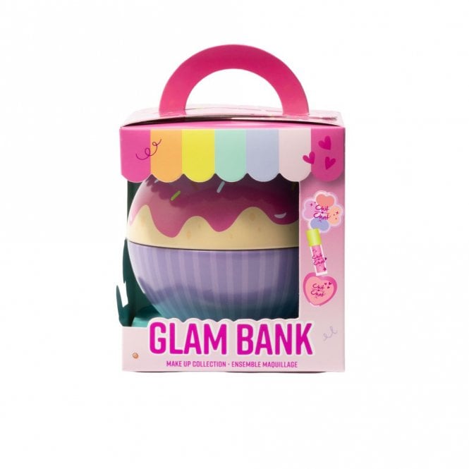 Chit Chat Glam Bank Gift SetMoney Tin, 1.8ml Lip Gloss, 3g Blusher, Eyeshadow Palette