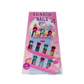 Chit Chat Rainbow Nails Gift Set10 x 4ml Water-Based Nail Varnishes, 2 x Nail Sticker Sheets