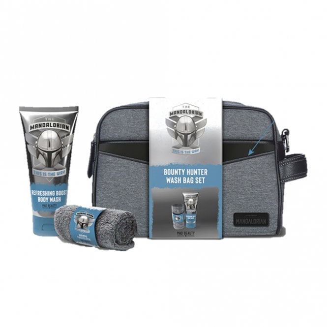 Disney Mandalorian Bounty Hunter 3pc Wash Bag Set 75ml Body Wash, Flannel, Wash Bag