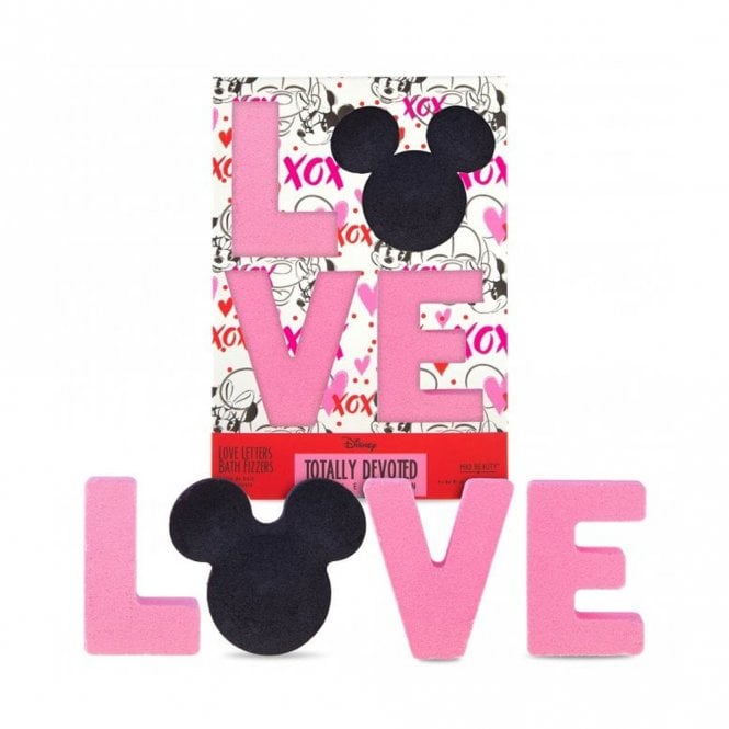 Disney Minnie Mickey Totally Devoted LOVE Bath Fizzers 4 x 60g Raspberry & Honeydew Bath Fizzers