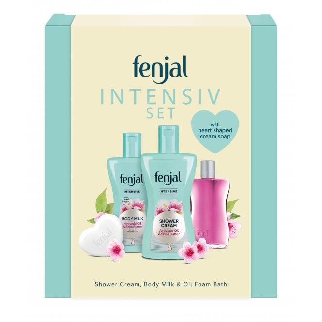 Fenjal Intensive 4pc Gift Set200ml Shower Cream, 200ml Body Milk, 50ml Oil & Foam Bath, 90g Cream Soap