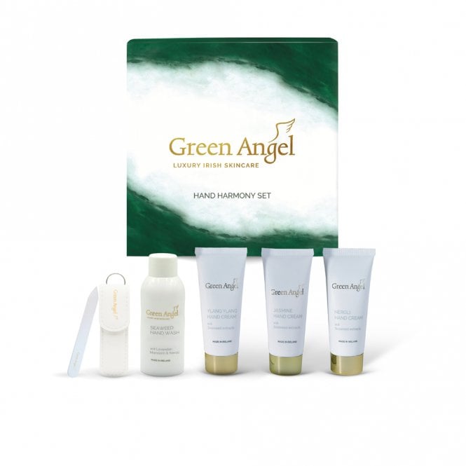 Green Angel Hand Harmony Gift Set3 x 30ml Hand Wash, 50ml Hand Wash, Glass Nail File, Satin Bag