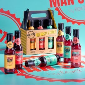 Man'Stuff Ultimate 6 Pack Gift Set150ml Body Wash, 150ml Hair & Beard Wash, 150ml Charcoal Face Scrub, 150ml Face Wash, 150ml Face & Body Moisturiser,150ml Bath Soak