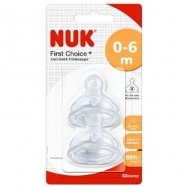 Nuk First Choice Twin Pack Small Feed Hole Silicone Teat 0 Months+