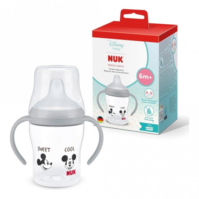 Nuk Perfect Match Disney Mickey Mouse Temperature Control Black Learner Bottle 150ml 6 Months+
