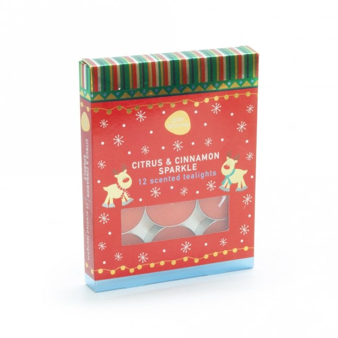 Pan Aroma Citrus & Cinnamon Sparkle 12Pk Reindeer Tealights