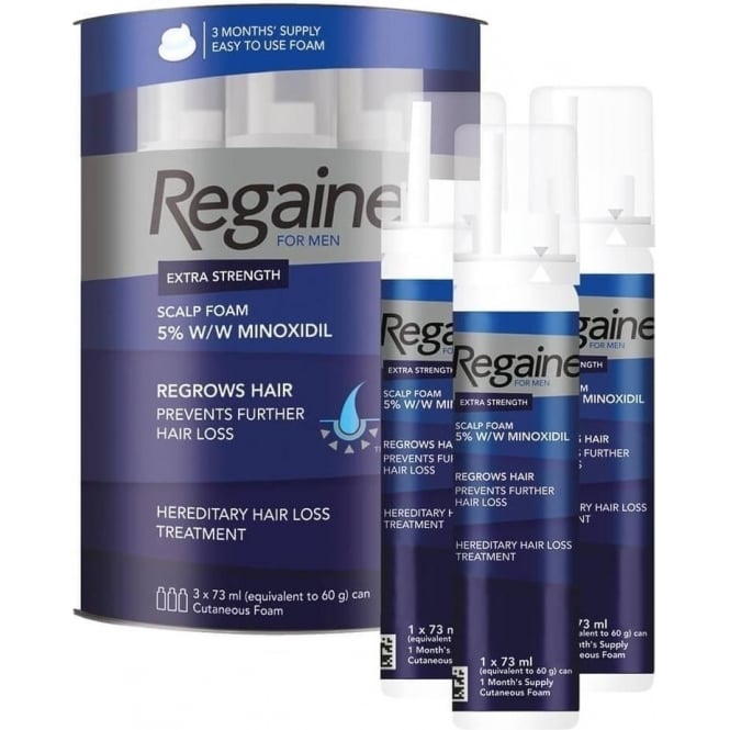 Regaine Xtra Strength 5% Cut Foam 73ml 3 Bottles