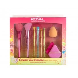 Royal Cosmetics Complete Face Brush Set6 x Brushes, Make Up Sponge, 2 x Powder Puffs