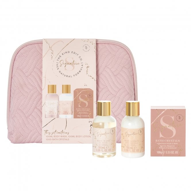 Signature Cosmetic Bag Gift Set100ml Body Wash, 100ml Body Lotion, 100g Bath Crystals