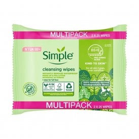 Simple Kind To Skin Biodegradable Cleansing Wipes 25's Double Pack
