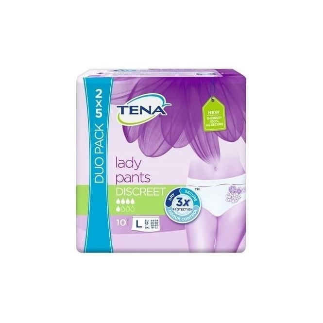 Tena Pants Discreet Silhouette - Size Large - 10 Pack