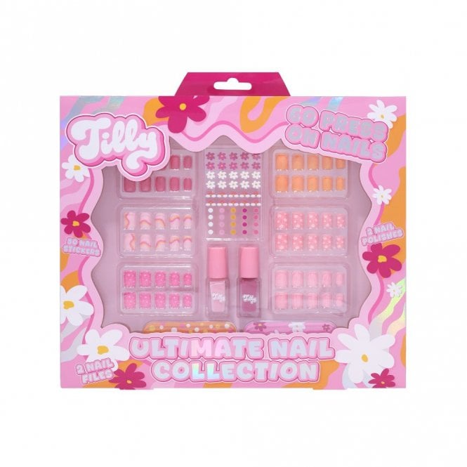Tilly Ultimate Nail Gift Set6 x 10pc False Nails, 50pc Nail Stickers, 2.3ml Water Based Nail Polish, 2 x Nail Files