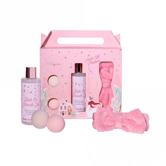 Utopia Headband Gift Set200ml Bath & Shower Gel, 2 x 50g Bath Fizzers, Headband